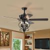52 inch 4 Lights Ceiling Fan with 5 Wood Blades, Two-color fan blade, AC Motor, Remote Control, Reversible Airflow, 3-Speed, Adjustable Height