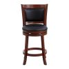 Comfortable Swivel Counter Height Chair 1pc Dark Cherry Finish Faux Leather Upholstery Solid Wood Furniture