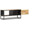 TV Stand with Carved Door 35.4"x11.8"x15.7" Rough Mango Wood