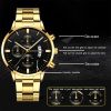 Fashion Men Gold Stainless Steel Watch Luxury Calendar Quartz Wrist Watch Men's Business Watches for Man Clock montre homme