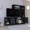 Entertainment Center for TV´s up 78", Double Door Cabinet, Storage Spaces, Six External Shelves, Black