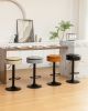 Round Storage Bar Stool Set of 2, Khaki Faux Leather Height Adjustable Barstool, 360°Counter Height Swivel Stool