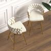 26" Bar Chair Toweling Woven Bar Stool Set of 2,Golden legs Barstools No Adjustable Kitchen Island Chairs