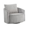 Modern Sleek Design Swivel Chair Cushion Seat Soft Gray Chenille Upholstered Plush Back Pillow Living Room Furniture 1pc