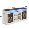 LED Farmhouse Style TV Stand for 65/70/75 inch TV with Outlet, Tall Body Media Entertainment Center Console