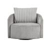 Modern Sleek Design Swivel Chair Cushion Seat Soft Gray Chenille Upholstered Plush Back Pillow Living Room Furniture 1pc