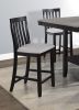 2pc Black/Light Gray Counter Height Chair Slat Back Wooden Dining Room Furniture