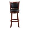 Comfortable Swivel Pub Height Chair 1pc Dark Cherry Finish Faux Leather Upholstery Solid Wood Furniture, Swivel Bar Chair