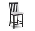 2pc Black/Light Gray Counter Height Chair Slat Back Wooden Dining Room Furniture