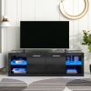 ON-TREND Modern TV Stand with 2 Tempered Glass Shelves, High Gloss Entertainment Center for TVs Up to 70''