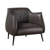 Luxury Furniture 1pc Accent Chair Brown Premium Faux Leather Upholstery Black Finish Metal Legs Elegant Look