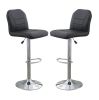 Adjustable Bar stool Chair Black Faux Leather Clean Lines Seat Chrome Base Modern Set of 2 Chairs / Bar Stool Dining Kitchen