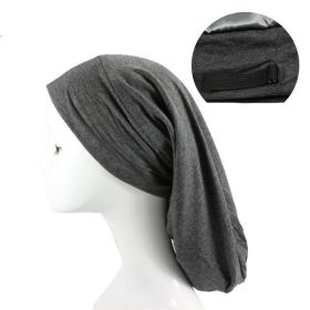 Women's Satin Satin Lined Adjustable Long Nightcap (Option: Gray-Adjustable)