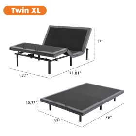 Electric Bed Fully Functional Bed Frame With Wireless Remote Control (Option: Black TWINXL)