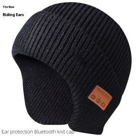 Thickened Blue Tooth Cap Knitted (Color: Black)