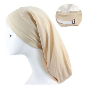 Women's Satin Satin Lined Adjustable Long Nightcap (Option: Beige-Adjustable)