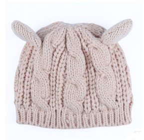 Autumn Winter Cat Ear Knit Beanie (Color: Beige)