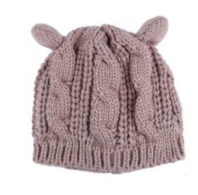 Autumn Winter Cat Ear Knit Beanie (Color: Khaki)