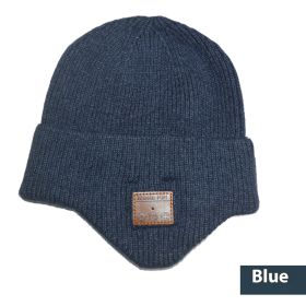 Thickened Blue Tooth Cap Knitted (Color: Navy Blue)
