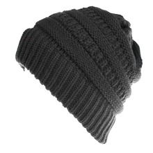 Mixed Color Knitted Wool Hat Ladies Non-labeled Ponytail Hat (Color: Black)