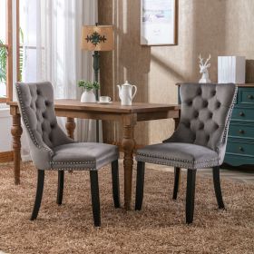 Nikki Modern Tufted Velvet Dining Chair, Solid Wood, High-end Contemporary (Option: Gray)