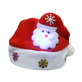 Christmas Decorations Non-woven Cartoon Applique Luminous Hat (Option: Red B-Adult)