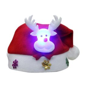 Christmas Decorations Non-woven Cartoon Applique Luminous Hat (Option: Red C-Child)