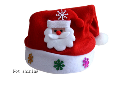 Christmas Decorations Non-woven Cartoon Applique Luminous Hat (Option: Red B Not shining-Adult)