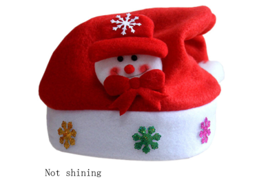 Christmas Decorations Non-woven Cartoon Applique Luminous Hat (Option: Red A Not shining-Adult)