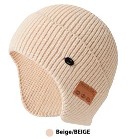 Thickened Blue Tooth Cap Knitted (Color: Beige)