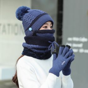 Plus velvet thick bib mask (Option: Navy blueGloves)