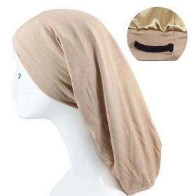 Women's Satin Satin Lined Adjustable Long Nightcap (Option: Khaki-Adjustable)