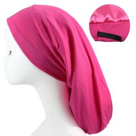 Women's Satin Satin Lined Adjustable Long Nightcap (Option: Rose Red-Adjustable)