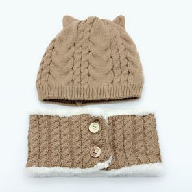 Plus velvet thick bib mask (Option: Khaki child)