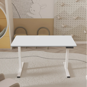 Electric Standing Desk Adjustable Height Desk Home Office Computer Workstation Sit Stand Up Desk (Color: White)