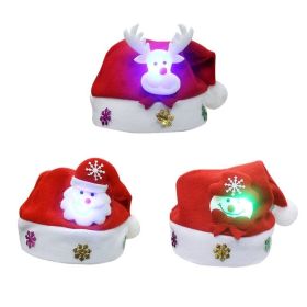 Christmas Decorations Non-woven Cartoon Applique Luminous Hat (Option: Red set-Adult)