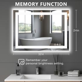 Anti-fog LED Bathroom Mirror With Dual Light Source And Three Lighting Modes (Option: 24x32)