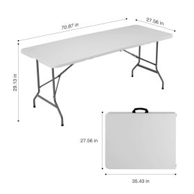 Folding Table Outdoor Indoor Heavy Duty Portable Table With Carrying Handle For Camping Picnic Party (Option: White medium)