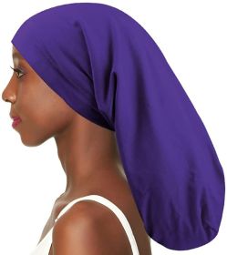 Women's Satin Satin Lined Adjustable Long Nightcap (Option: Purple-Adjustable)