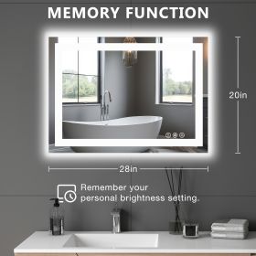 Anti-fog LED Bathroom Mirror With Dual Light Source And Three Lighting Modes (Option: 20x28)