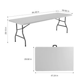 Folding Table Outdoor Indoor Heavy Duty Portable Table With Carrying Handle For Camping Picnic Party (Option: WhiteBig)