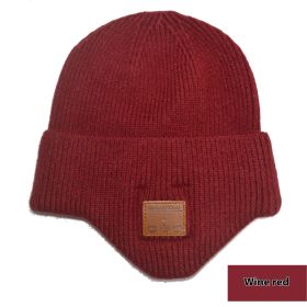 Thickened Blue Tooth Cap Knitted (Color: Wine Red)