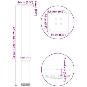 vidaXL Coffee Table Legs 4 pcs Black 72-74 cm Steel (Option: as picture)