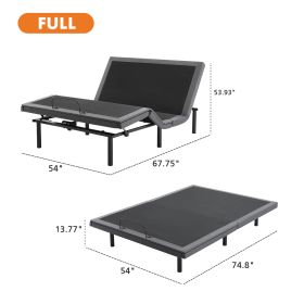 Electric Bed Fully Functional Bed Frame With Wireless Remote Control (Option: Black Full)