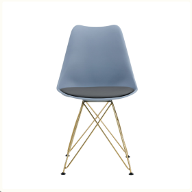 Modern Dining Chairs With Shell Resting Area, Plastic Seats And Golden Steel Legs (Option: Gray)