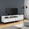TV Stand with Metal Legs White Solid Wood Pine OSLO