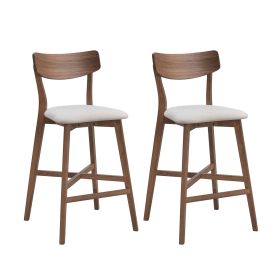 Wooden Bar Chairs Set of 2, Modern Soft Upholstered Kitchen Island Chairs, Counter Height Stool with Backrest (Color: as Pic)