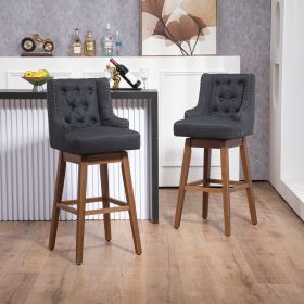 COOLMORE Bar Stools Set of 2 Counter Height Chairs with Footrest for Kitchen (Color: as Pic)