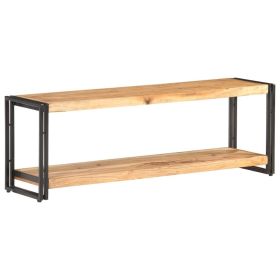 TV Stand 47.2"x11.8"x15.7" Solid Wood Acacia (Color: Black)