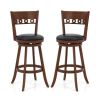 Set of 2 Swivel Bar Stools with Rubber Wood Frame
